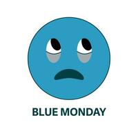 vetor ilustração para azul segunda-feira. triste azul emoji isolado em branco fundo
