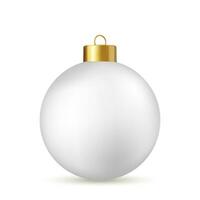 3d branco Natal bola isolado em branco fundo. . Novo ano brinquedo decoração. feriado decoração elemento. 3d Renderização. vetor ilustração