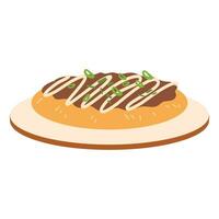 japonês Comida okonomiyaki, japonês estilo panquecas vetor