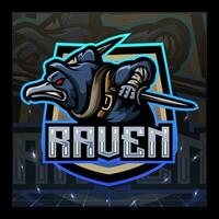 Raven mascote esport logotipo Projeto. vetor