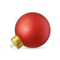 3d vermelho Natal bola isolado em branco fundo. . Novo ano brinquedo decoração. feriado decoração elemento. 3d Renderização. vetor ilustração