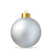 3d branco Natal bola isolado em branco fundo. . Novo ano brinquedo decoração. feriado decoração elemento. 3d Renderização. vetor ilustração