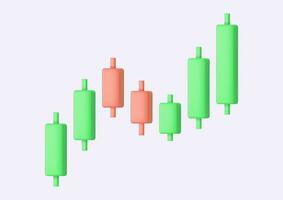 3d crescimento estoque diagrama financeiro gráfico ou o negócio investimento mercado troca. 3d Renderização. vetor ilustração