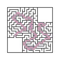 labirinto quadrado preto com entrada e saída. um jogo interessante e útil para crianças. ilustração em vetor plana simples isolada no fundo branco. com um lugar para seus desenhos. com a resposta.