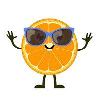 fofa e engraçado laranja personagem com oculos escuros. colorida verão Projeto. vetor ilustração dentro plano estilo