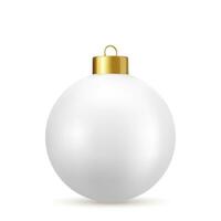 3d branco Natal bola isolado em branco fundo. . Novo ano brinquedo decoração. feriado decoração elemento. 3d Renderização. vetor ilustração