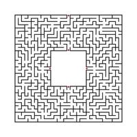 labirinto quadrado abstrato preto com um lugar para a sua imagem. um jogo interessante e útil para crianças. uma ilustração vetorial plana simples isolada em um fundo branco. vetor