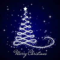 azul natal cartão, Natal árvore fundo, vetor ilustração