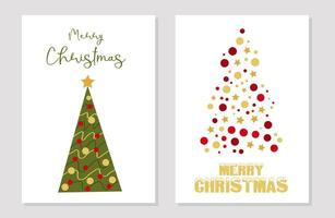 feriado cartão postal com Novo anos Natal árvore. vetor