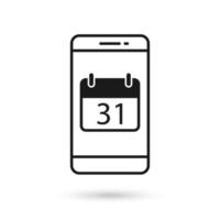 ícone de design plano de telefone celular com ícone de calendário com a data 31 vetor