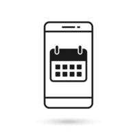 ícone de design plano de telefone celular com ícone de calendário vetor