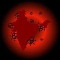 mapa do vermelho da Índia com o conceito de vírus covid-19. vetor