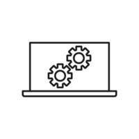 laptop ou pc com ícone de vetor isolado de configurações de engrenagem. conceito de construção.