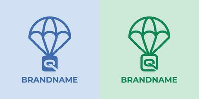 inicial q lançamento aéreo logotipo definir, ótimo para o negócio relacionado para lançamento aéreo ou pára-quedas com q inicial vetor