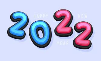 vetor feliz ano novo 2022 bonito cartão de felicitações para crianças. letras do alfabeto engraçadas, números, símbolos. fonte multicolorida contém estilo gráfico