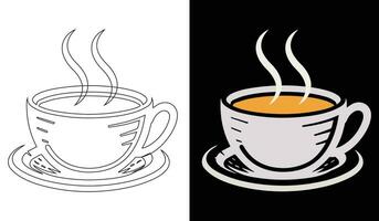 vintage chá e café copo conjunto vetor imagem. desenho animado vintage xícara de chá coleção com desenhado à mão flores, folhas, e listras em canecas e copos para a Inglês tarde chá cerimônia festa ou brunch.
