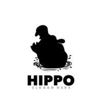 hipopótamo silhueta logotipo modelo vetor