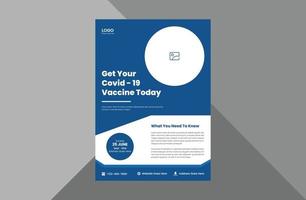 modelo de design de folheto do programa de vacinação covid-19. desenho de folheto do pôster de vacinação contra coronavírus. modelo a4, design de brochura, capa, folheto, cartaz, pronto para impressão vetor