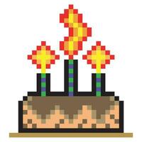 aniversário bolo pixel arte Projeto vetor