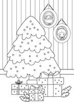 Natal árvore desenho animado coloração atividade feriado para crianças e adulto vetor