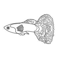 mão desenhado desenho animado vetor ilustração guppy peixe ícone isolado em branco fundo