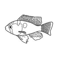 mão desenhado desenho animado vetor ilustração alemão azul RAM peixe ícone isolado em branco fundo