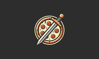 pizza e espada vetor ilustração logotipo Projeto