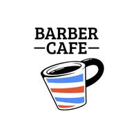 vermelho azul barbeiro fazer compras cafeteria café caneca logotipo conceito Projeto ilustração vetor