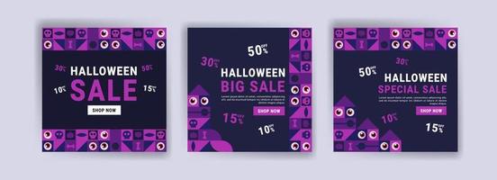 modelo de postagem de mídia social para venda de halloween. banner de vendas para a celebração do halloween. vetor
