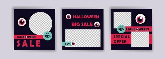 modelo de postagem de mídia social para venda de halloween. banner de vendas para a celebração do halloween. vetor