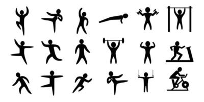 conjunto do diferente homem manhã exercício e Academia exercício vários Esportes Atividades vetor