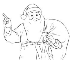 santa claus carregando saco Natal feriado pose personagem desenho animado ilustração vetor