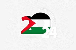 Novo ano 2024 para Palestina em floco de neve fundo. vetor