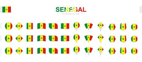 ampla coleção do Senegal bandeiras do vários formas e efeitos. vetor