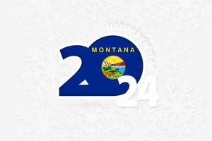 Novo ano 2024 para montana em floco de neve fundo. vetor