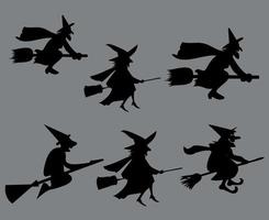 bruxa halloween preto objetos sinais símbolos ilustração vetorial abstrato com fundo cinza vetor