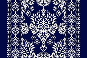 ikat floral paisley bordado em marinha azul plano de fundo.ikat étnico oriental padronizar tradicional.asteca estilo abstrato vetor ilustração.design para textura,tecido,vestuário,embrulho,decoração,cachecol.