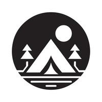 geométrico monocromático ilustração logotipo do acampamento barraca vetor
