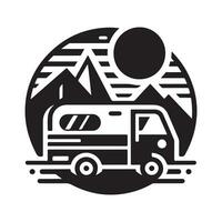 geométrico monocromático ilustração logotipo do Van de campista vetor