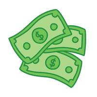 mão desenhado dinheiro desenho animado. dólar conta ilustração. nota de banco o negócio e finança conceito vetor