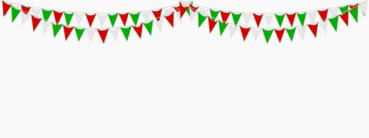 italiano república dia, 2º junho. estamenha suspensão vermelho branco verde bandeira triângulos bandeira fundo. Itália, Irã, Portugal, Líbano, bielorrússia, Bulgária, México. festa, justo, Natal, Novo ano, carnaval. vetor