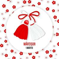 martisor, símbolo do Primavera. tradicional Primavera feriado dentro romênia e moldávia. marcha 1. feriado cartão, bandeira, vetor. vetor