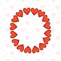 letra o de corações vermelhos no padrão sem emenda com o símbolo de amor. fonte festiva ou decoração para dia dos namorados, casamento, feriado e design vetor