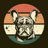 francês buldogue retro camiseta Projeto vetor