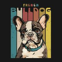 francês buldogue retro vintage camiseta Projeto vetor