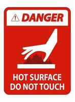 perigo queimar perigo, superfície quente, não toque o símbolo assinar isolado no fundo branco, ilustração vetorial vetor