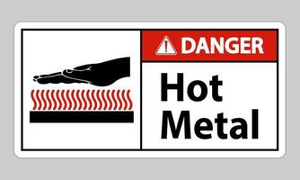 perigo símbolo de metal quente sinal isolado no fundo branco vetor