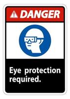 sinal de perigo proteção ocular necessária símbolo isolado em fundo branco vetor