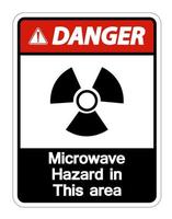 perigo de microondas sinal de perigo em fundo branco vetor