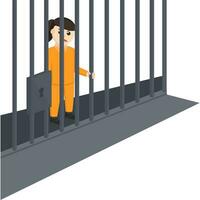 prisioneiro mulher dentro a cadeia Projeto personagem em branco fundo vetor